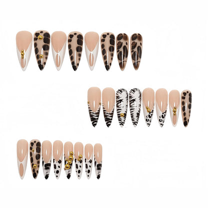 Elegant animal pattern artificial nails with 3D applications Acalora