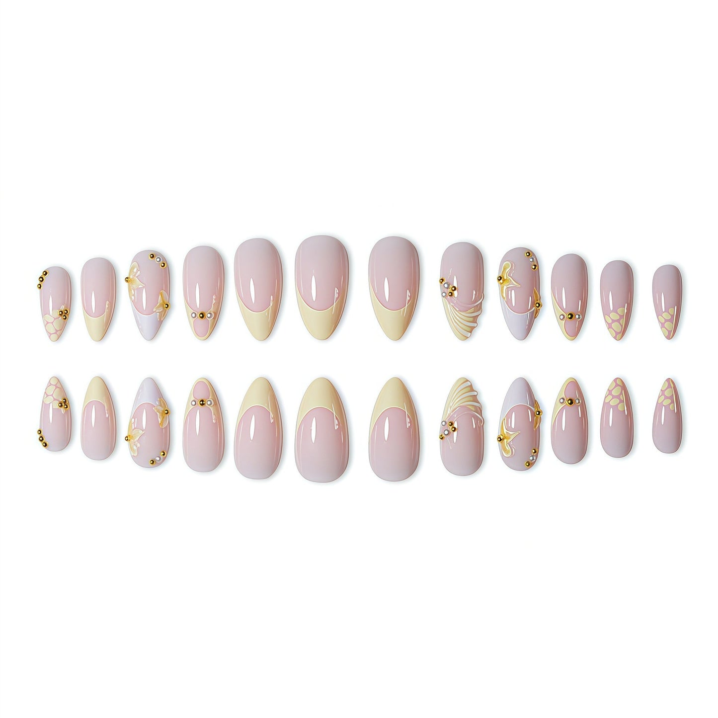 Elegant Floral Accent Press-On Nails Acalora