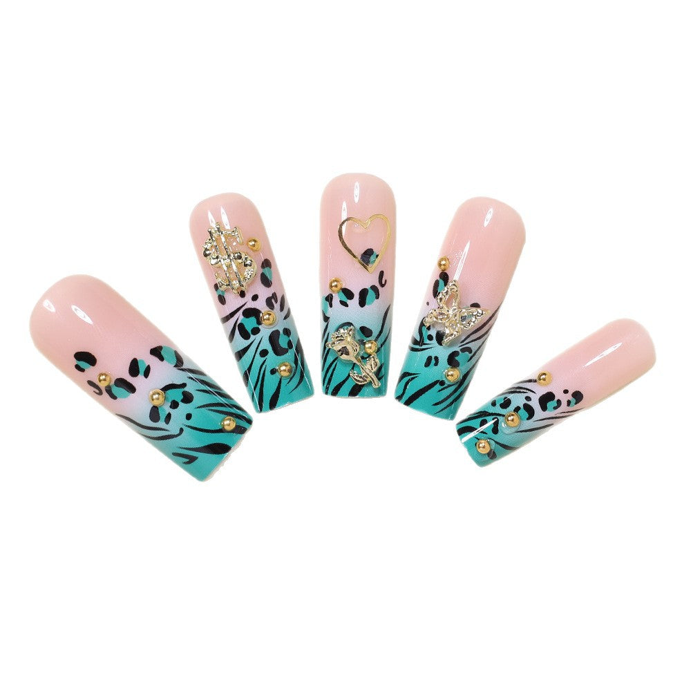 Stylish Bling Leopard Print Press-On Nail Tips Acalora