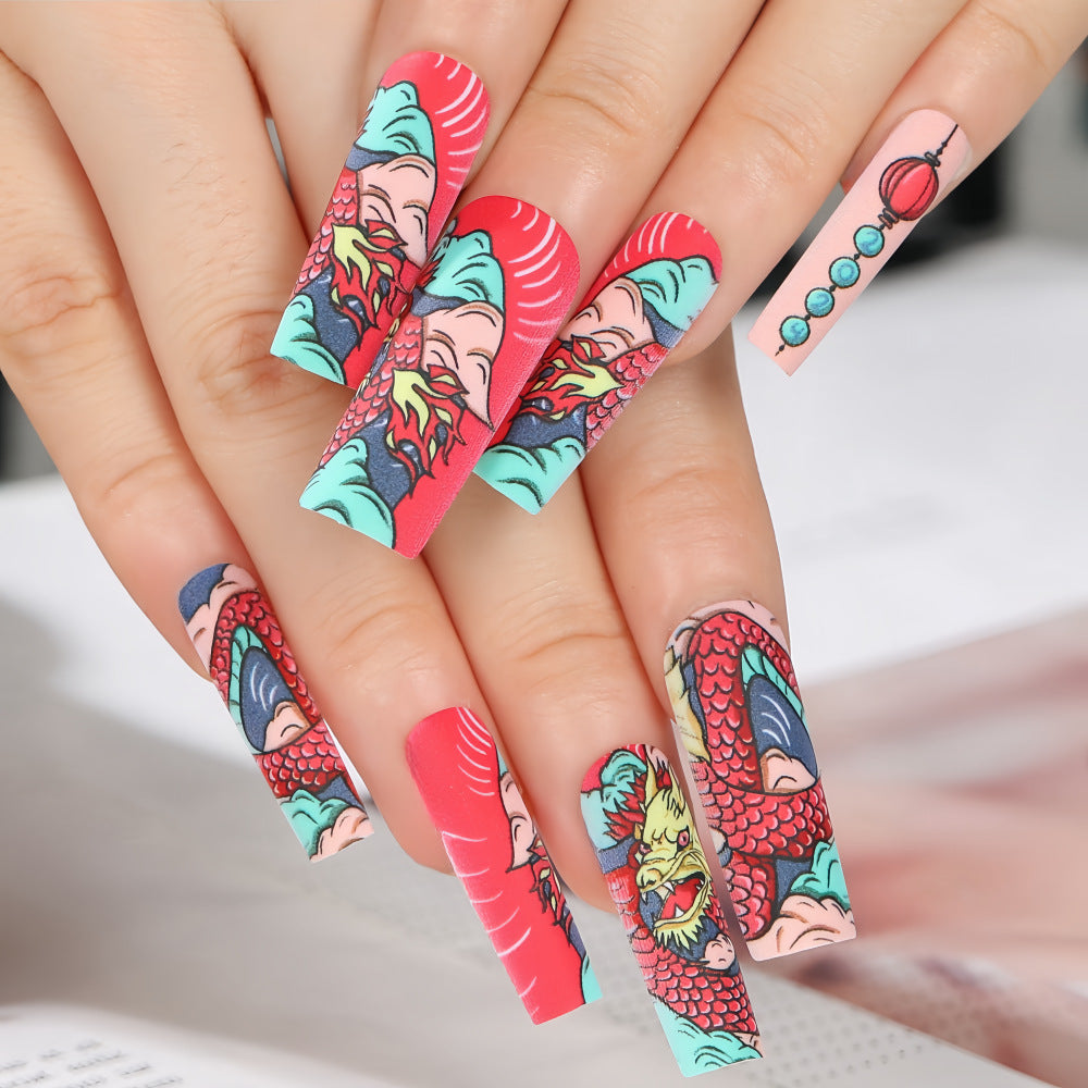 Creative artificial nails in Asian dragon design Acalora