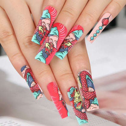 Creative artificial nails in Asian dragon design Acalora