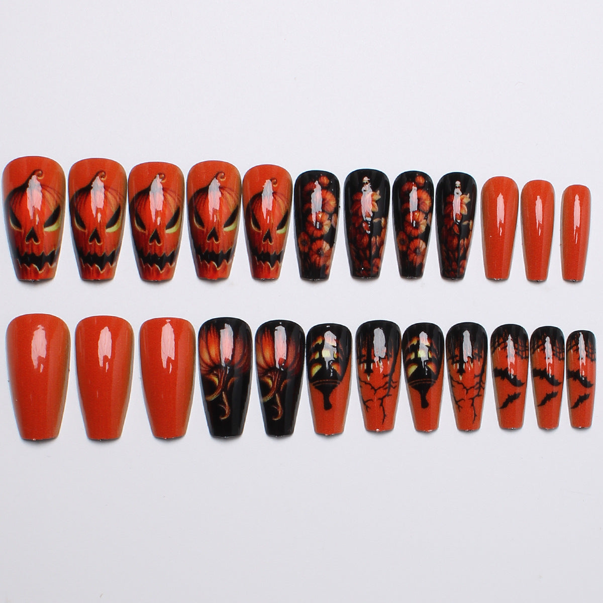 Creative nail art set with Halloween motif and glowing design Acalora