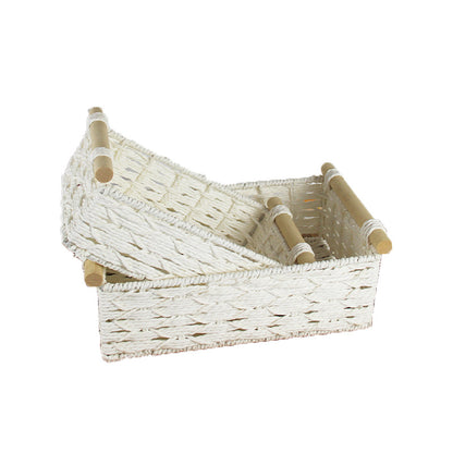 Handcrafted Woven Storage Basket with Wooden Handles Acalora
