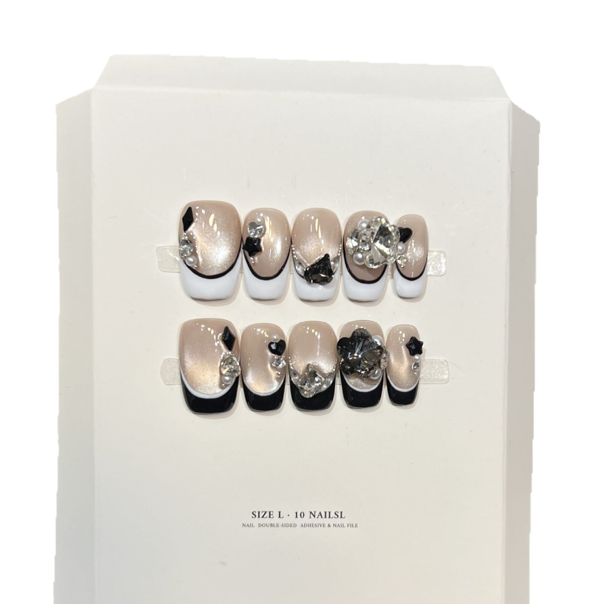 Decorative Press-On Nails with Elegant Gemstone Accents Acalora