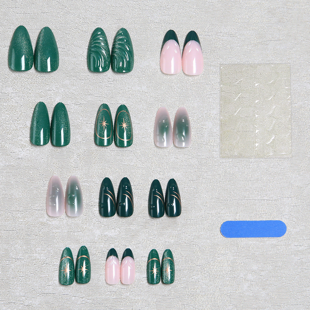 Acrylic nail set with elegant shine and 3D design accents Acalora