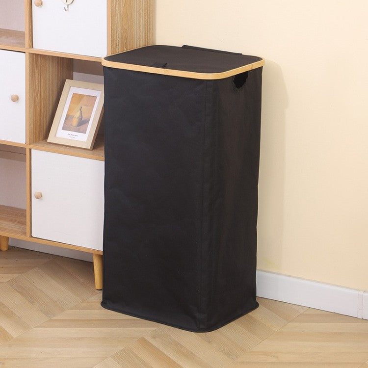 Stylish laundry basket with wooden lid Acalora
