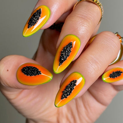 Creative Papaya-Inspired Nail Art Acalora