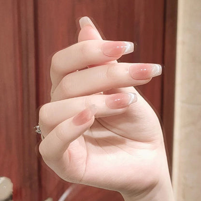 Nail set with elegant French design and sparkling accents Acalora