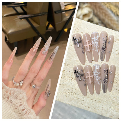 Artistic Stiletto Press-On Nail Set with Charming Patterns Acalora