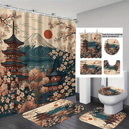 Cat-Themed Four-Piece Digital Bathroom Set