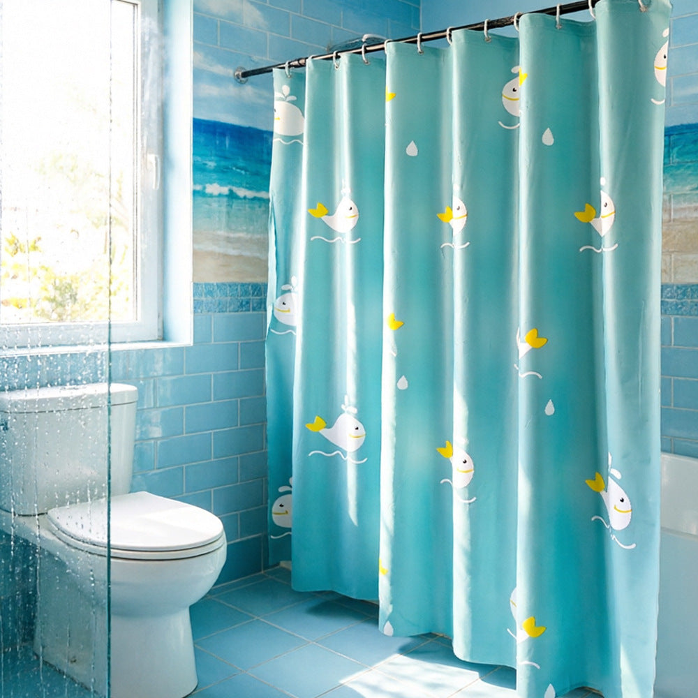Playful Whale Theme Shower Curtain