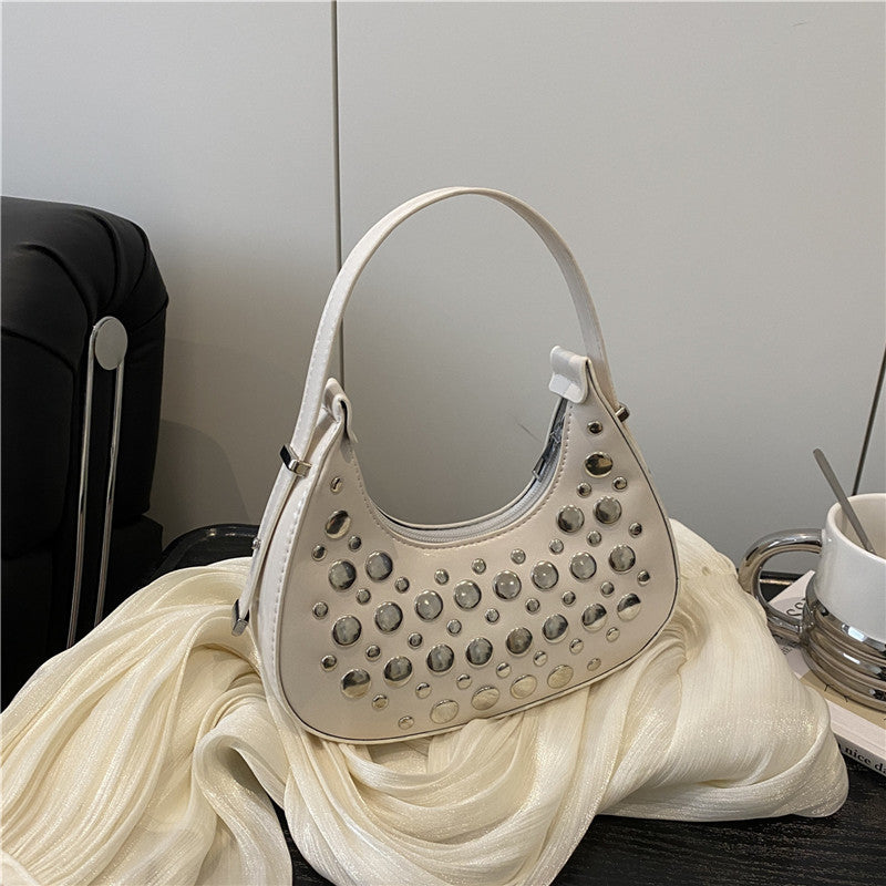 Studded Leather Hobo Bag Acalora
