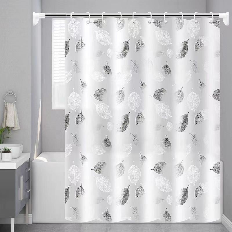 Elegant Leaf Print Bathroom Shower Curtain