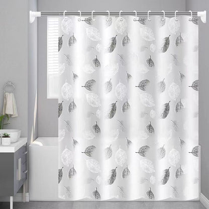 Elegant Leaf Print Bathroom Shower Curtain