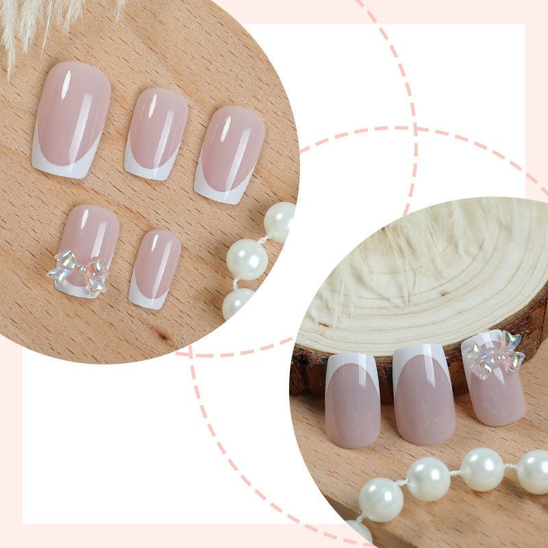 Elegant Glossy Press-On Nails with Jewel Accents Acalora