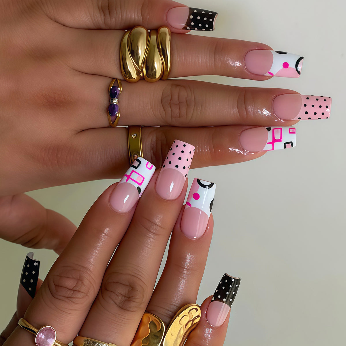 Decorative Long Press-On Nail Art Tips Acalora