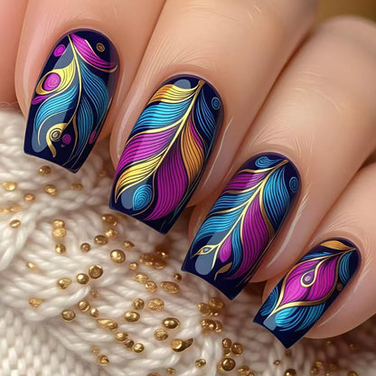 Feather-Inspired Art Nail Wraps Acalora
