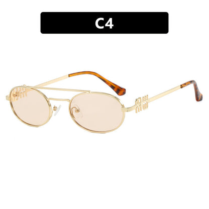 Women's elegant oval sunglasses with luxurious metal frame Karnz