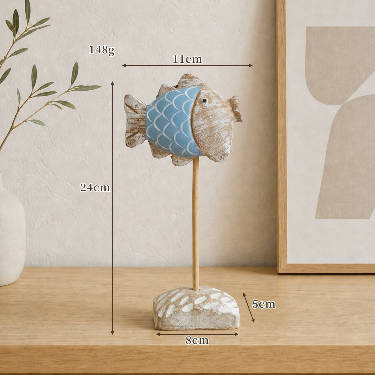 Coastal fish statue accent