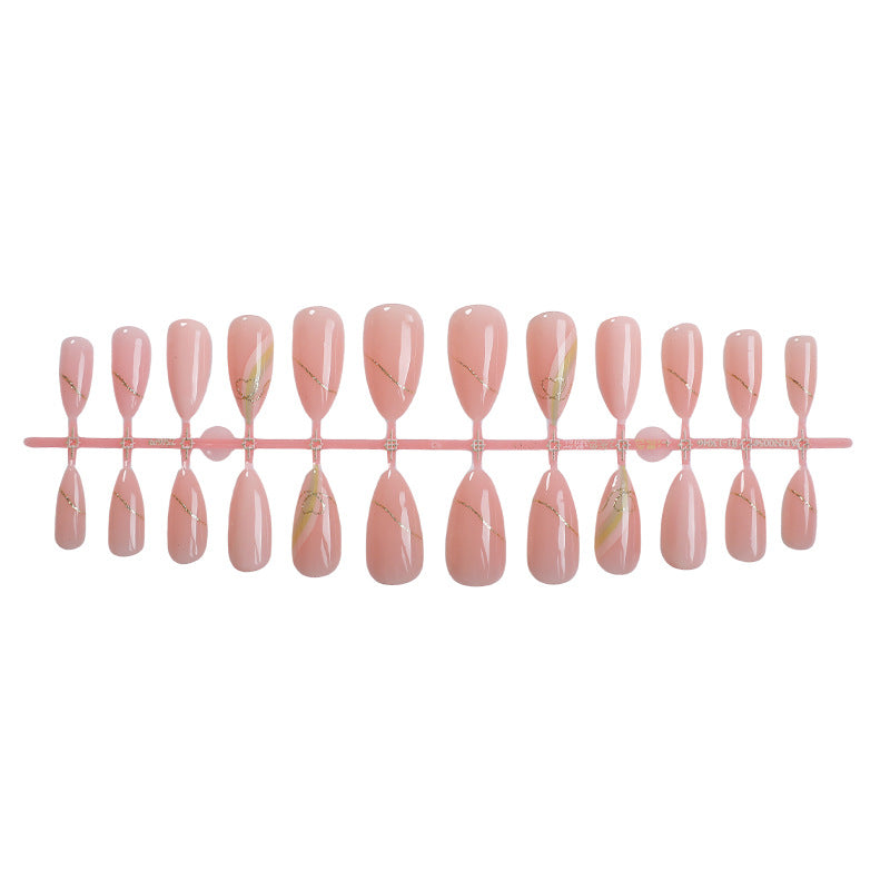 Elegant Press-On Nail Set with Gold Foil Accents Acalora