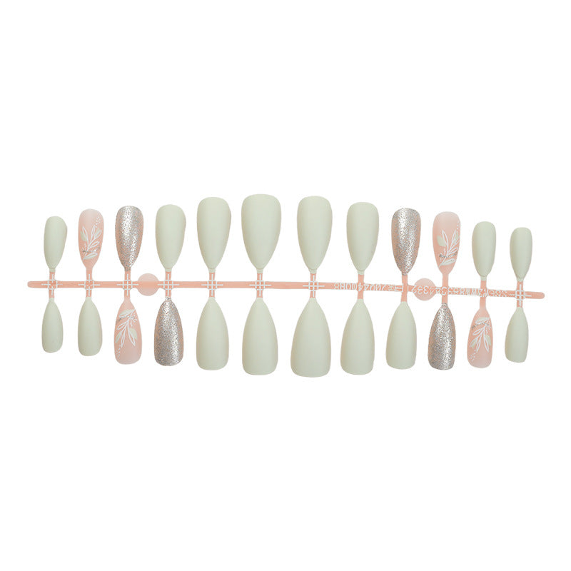Elegant Press-On Nail Art Set with Floral Accents Acalora