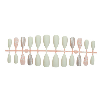 Elegant Press-On Nail Art Set with Floral Accents Acalora