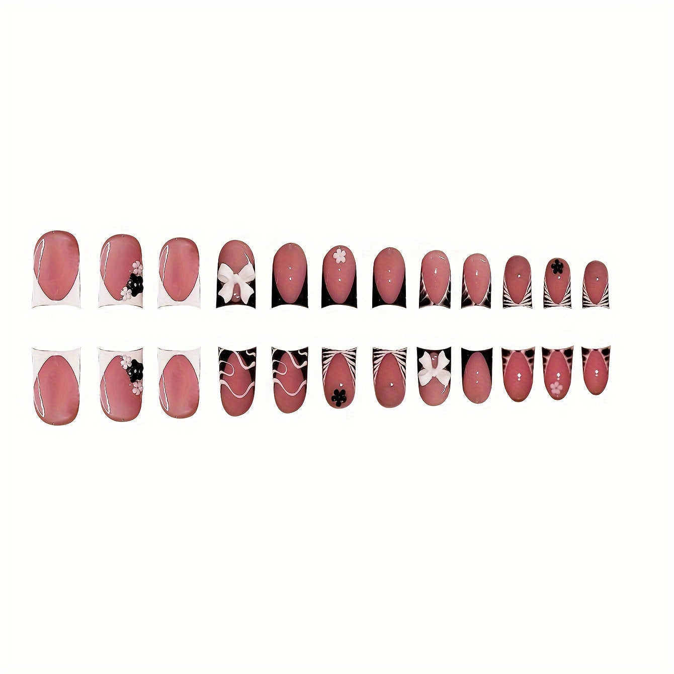 Decorative Press-On Nail Art with Floral and Graphic Designs Acalora