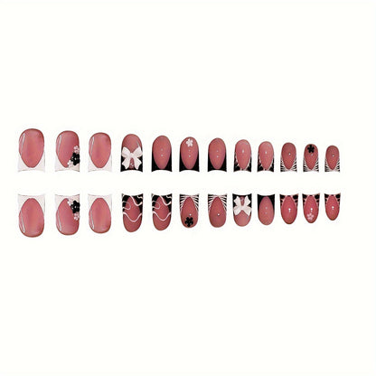 Decorative Press-On Nail Art with Floral and Graphic Designs Acalora