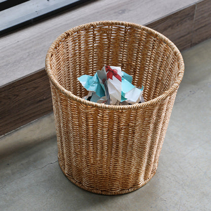 Handwoven Round Wicker Waste Basket Bowlift