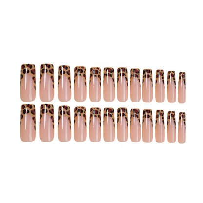 Stylish Press-On Nail Set with Modern Leopard Print Design Acalora