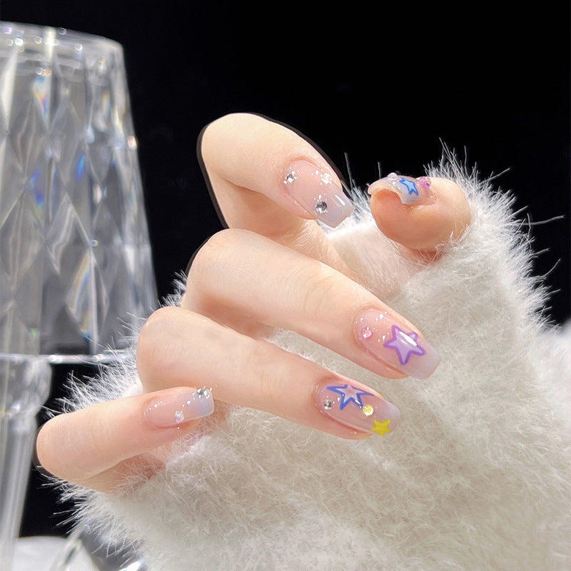 Artificial nail set with elegant blooming decorations and delicate ombre effect Acalora