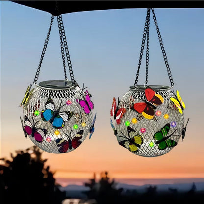 Solar Hanging Outdoor Lanterns with Vintage LED Bulb and Metal Housing, Waterproof Suspension Brehn