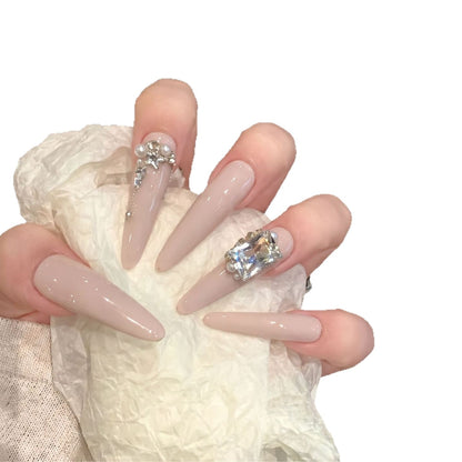 Rhinestone-Embellished Stiletto Nail Art Set Acalora