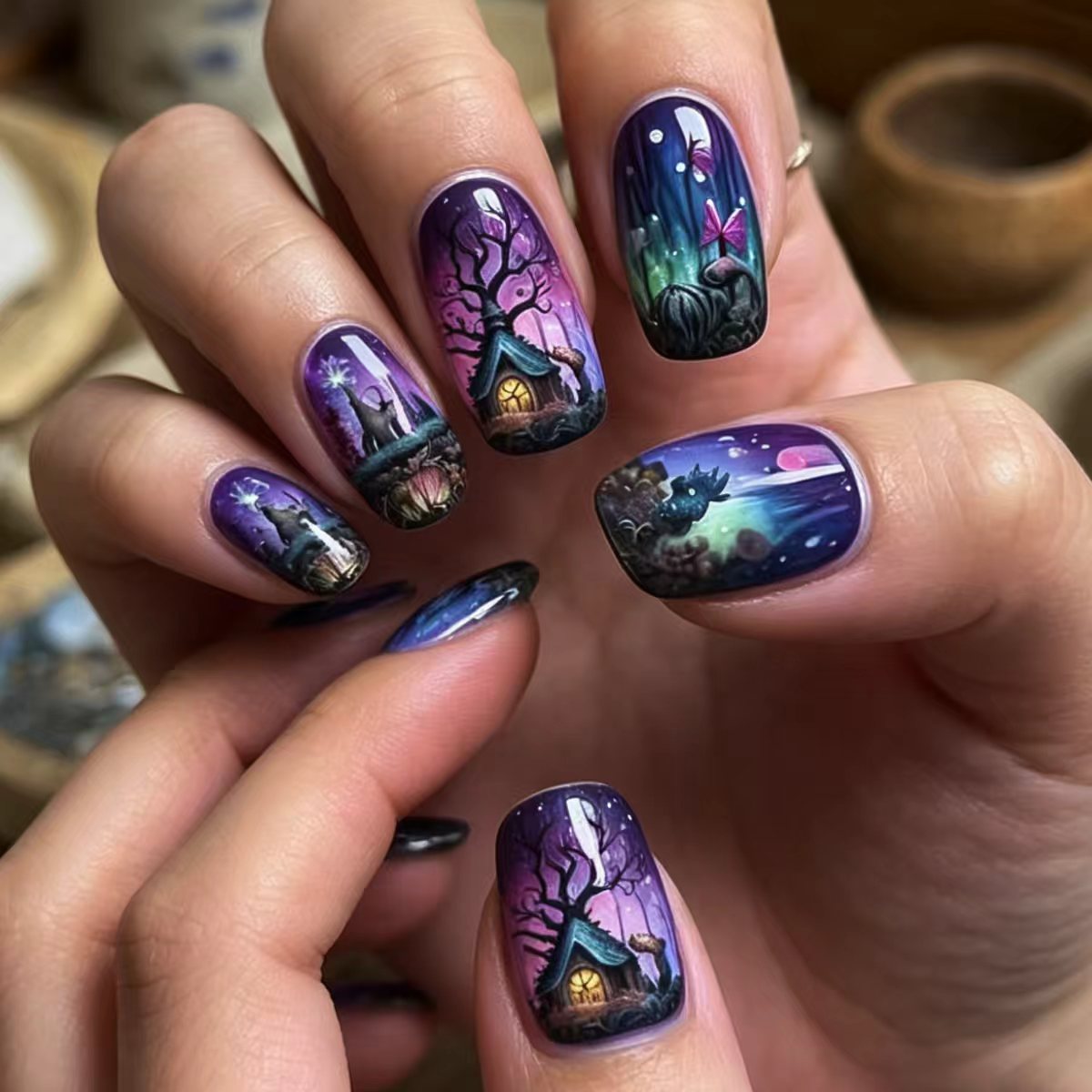 Mystic Fantasy Scene Nail Art Acalora