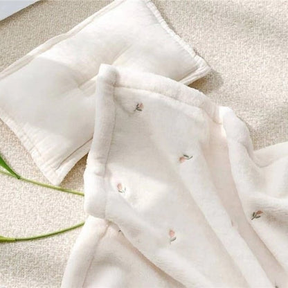 Soft Floral Embroidered Throw Blanket