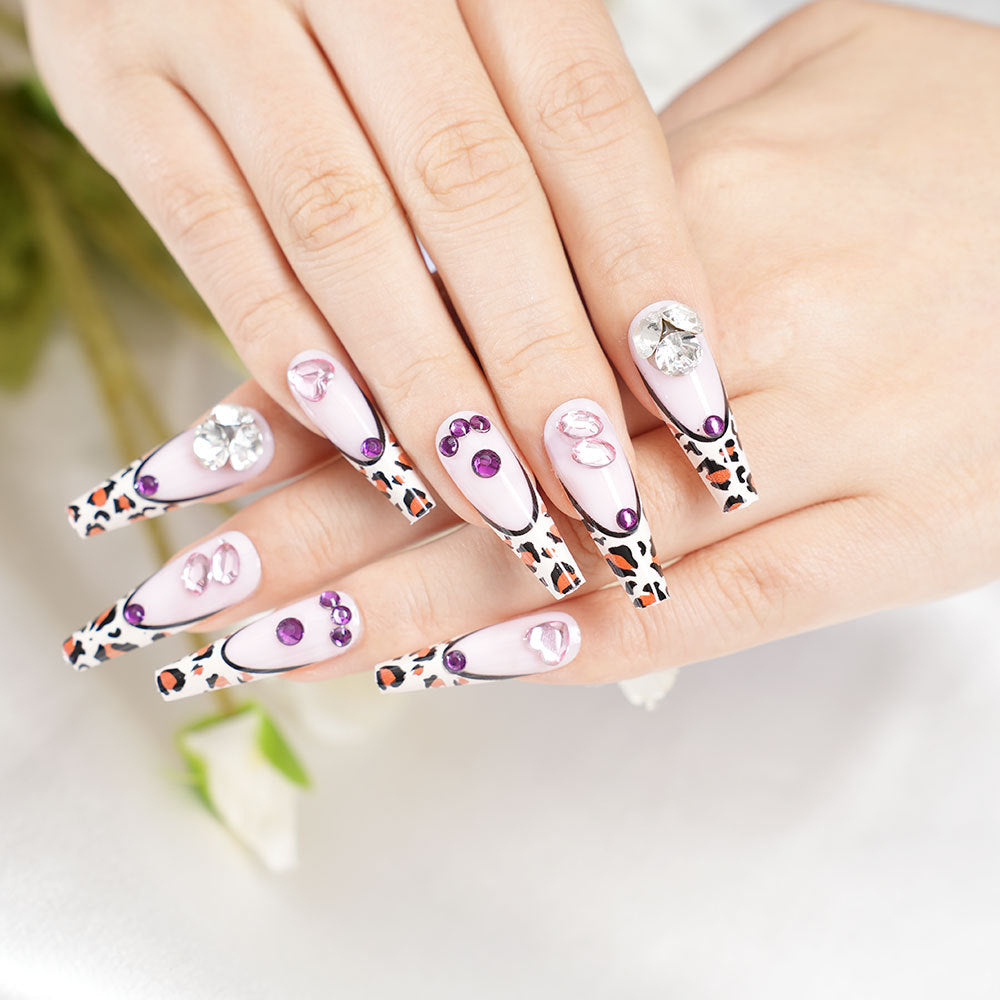 Decorative Long Coffin Press-On Nail Set Acalora