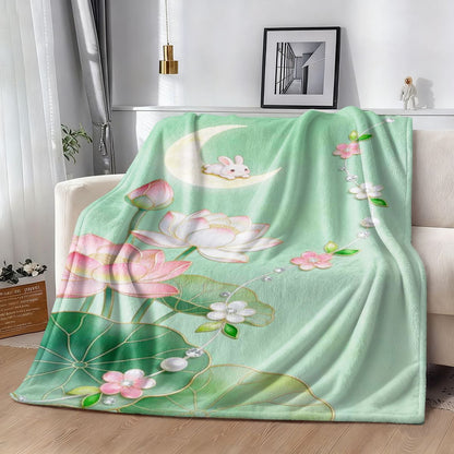 Elegant Floral Print Fleece Blanket