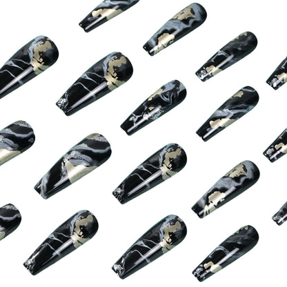 Artificial nails in elegant marble and gold design Acalora