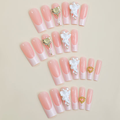 Decorative Press-On Nail Set with 3D Accents Acalora
