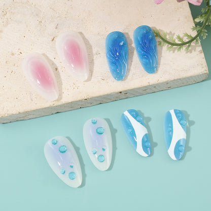 Acrylic Nail Set with Modern Aqua Designs Acalora