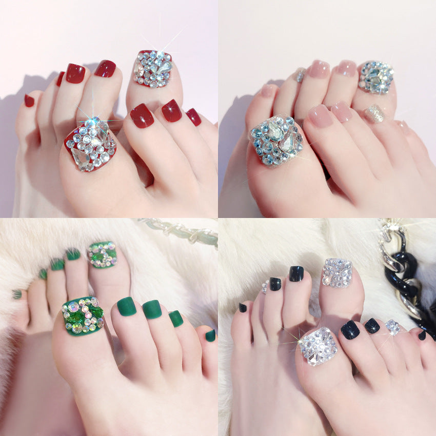 Decorative Rhinestone Press-On Toenail Set Acalora