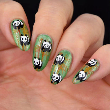 Nail art with cute panda design Acalora