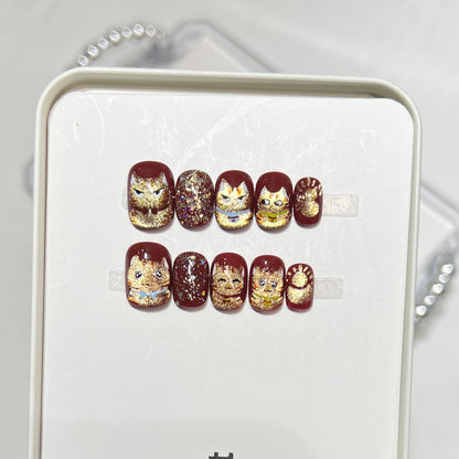 Decorative Cat-Themed Nail Art Set Acalora