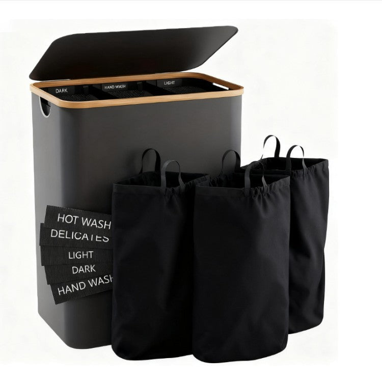 Laundry separation system with three compartments and removable inner pockets Acalora