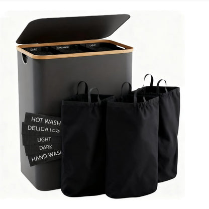 Laundry separation system with three compartments and removable inner pockets Acalora