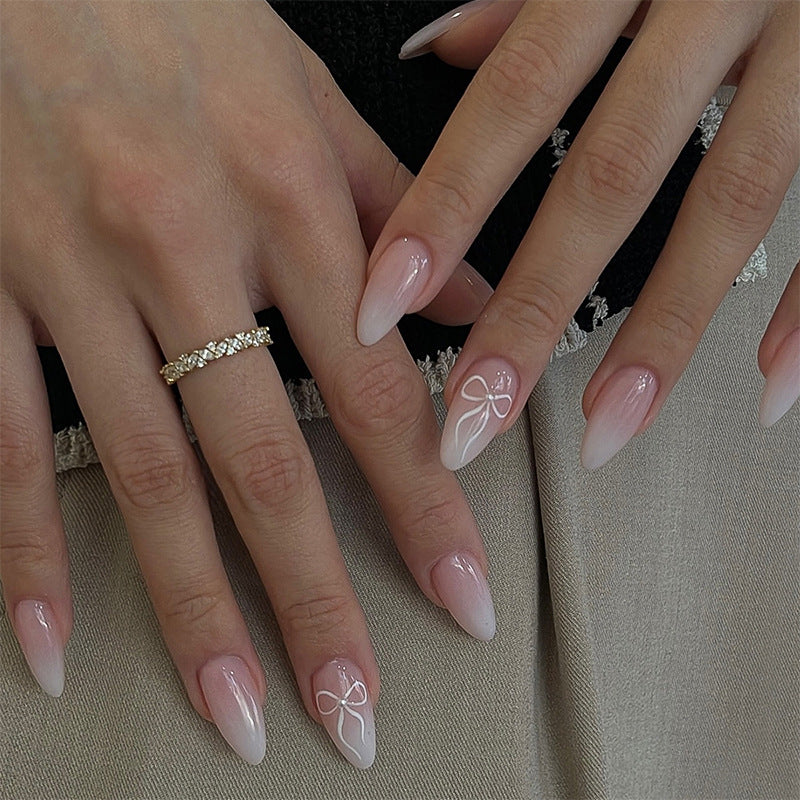 Elegant Press-On Nail Set with Delicate Floral Accents Acalora