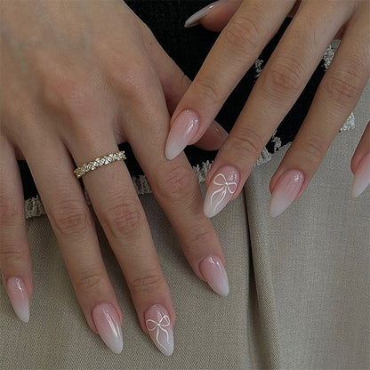 Elegant Press-On Nail Set with Delicate Floral Accents Acalora