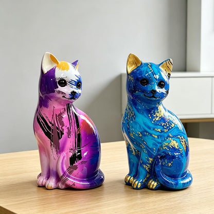 Artistic cat figurine in vibrant design Acalora