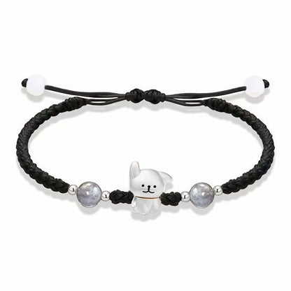 Playful Dog Charm Beaded Bracelet Acalora