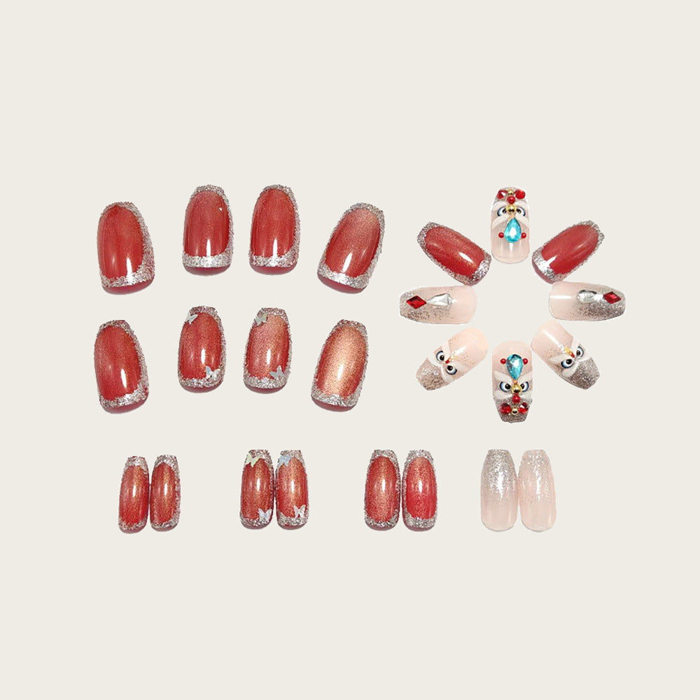 Artificial nails with glitter and gemstone applications Acalora